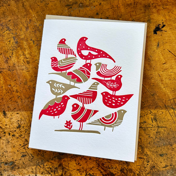 Holiday Red and Gold Birds